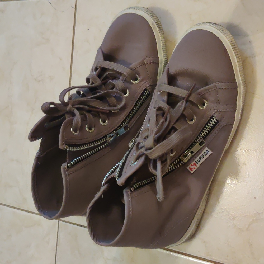 Superga gray high top sneakers, size 37